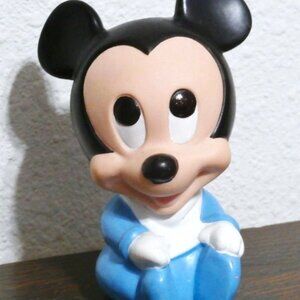 VINTAGE 1984 Walt Disney Company BABY MICKEY MOUSE Rubber Squeak Toy - 4 1/4" TA